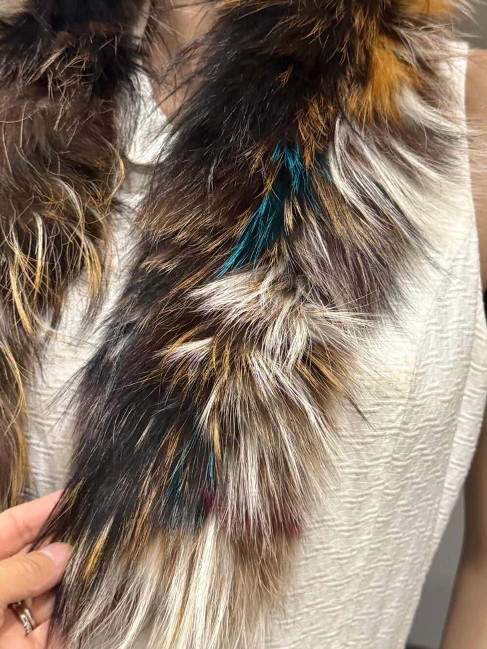 Colorful Real Fox Fur Knitted Scarf, Soft & Cozy Genuine Fur Collar Scarf